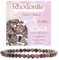 Bivei Rhodonit - Heilung Kristall Armband für Frauen 4mm Perlen Halbedelstein Natürlicher Stein Dehnbarer Elastischer Schmuck Yoga Geschenke