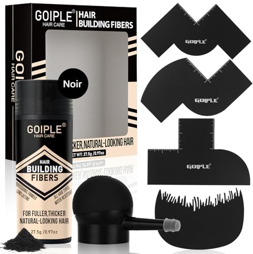 Haarverdichtungsfasern und Pump-Applikator-Set, Haarfaser-Verbesserungsspray, Friseur für Herrenhaar und Bart – Haaransatzverstärker und Volumenspray für Friseure, Schwarz
