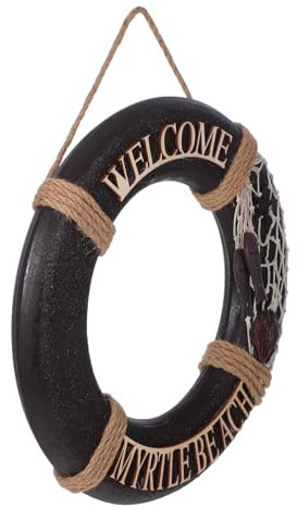 SOLUSTRE Mediterraner Holz Rettungsring Wanddeko Mit Hanfseil Nautische Badezimmer Und Strand Wanddekoration Rustikaler Vintage Wandbehang Für Zuhause Bar Und Hotel