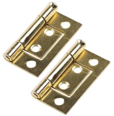 Bifold Door Hinges 75mm (3 inch) Electro Brass Plated Flush Door Bifold Gate Hinge for Kitchen Corner Cupboard Cabinets Wardrobe Pack of 2
