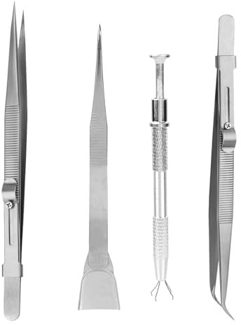 Gosknor Juego de 4 Herramientas Decoración Pasteles, Acero Inoxidable Bolígrafo Chispas Pinzas para Perlas y Pinzas con Punta de Pala Profesional para Hornear Galletas y Cupcakes