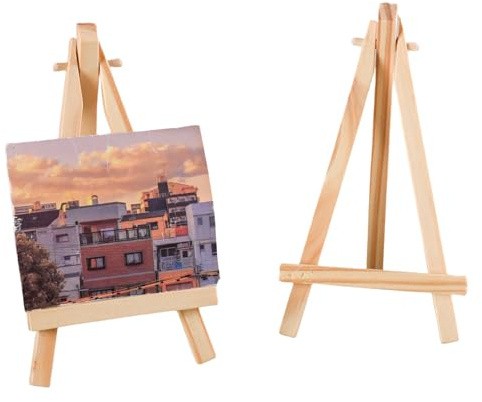 2 Stück Holz-Tischstaffeleien, Mini-Staffelei, dreieckiger Rahmen, Schreibtisch-Halter zum Ausstellen, Leinwand, Zeichnen, Gemälde, Hochzeiten, Kinderkunst und Handwerk