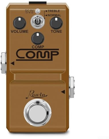 Rowin Compressor Box Guitar Pedal, Smooth and Sustained Sound, Two Modes, Compact Size,