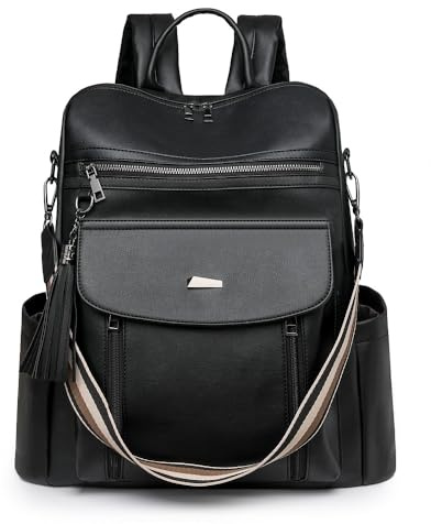 YALIZHNA Mochila de cuero para ordenador portátil de 15,6 pulgadas, moda señoras universitarias mochilas escolares,Bolso de hombro para mujer mochila de viaje al aire libre