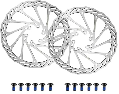 BieMian 2 Pcs 160mm Bike Disc Brake Rotors, Bicycle Rotors, Stainless Steel Brake Disc Rotor for BMX MTB Mountain Road Bike Discs, with 12 pcs Screws