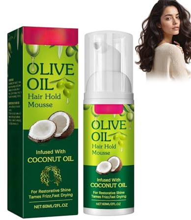 Olive Oil Hair Hold Mousse, Styling Schaum, Curl Defining Cream, Hair Styling Foam, Feuchtigkeitsspendend, Lang Anhaltendes Styling, Anti-Frizz, Shine & Flexible Hold, Geeignet für alle Haartypen