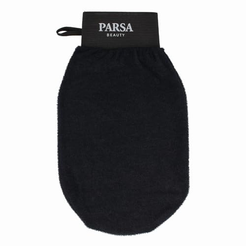 PARSA Beauty Wellness Viskose Peelinghandschuh, Schwarz | Porentiefe Reinigung für Glatte Haut, Tiefenreinigung, Hochwertiges Material, Praktisches Design
