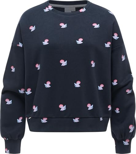 Ragwear Damen lässiges Cropped Sweatshirt Oversized Pullover mit modischem Allover-Print Wuss Shells XS-XXL
