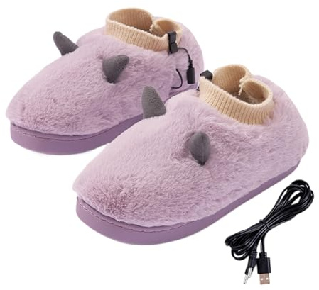Citizens Thermal Slippers - Heated Women Warm Plush Foot Warmer Inside Home Men Cold Weather Rechargeable Battery Soft Lining