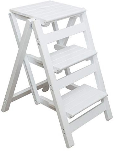ZLL - Klappstufen Holz Dienstprogramm Trittschemel - Faltbare Bibliotheksleiter Stuhl 3-Schritt-Hocker für Erwachsene | 4-farbige optionale Klappleiter | Küche Garten Bad Klappbarer Tritthocker