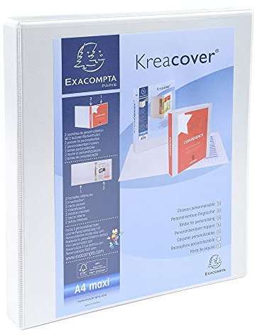Exacompta 54940E Präsentationsringbuch KreaCover Kunststoffbezug außen und innen. 2 Ring-Mechanik DIN A4 Füllhöhe 16 mm ideal für Angebots- und Unternehmenspräsentationen weiß