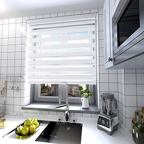 interGo Doppelrollo Klemmfix Ohne Bohren, B140cm x H150cm Duo Rollo mit Aluminium Kassette, Seitenzugrollo Easyfix für Fenster & Türen - Weiß