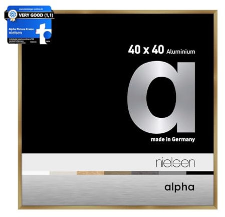 nielsen Bilderrahmen, 40 x 40 cm, Aluminium, Amber matt, Posterrahmen zum Aufhängen im Hoch- & Querformat, Echtglas, Alpha