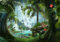 wandmotiv24 Fototapete Dschungel Jaguar Regenwald, M 250 x 175 cm - 5 Teile, Wanddeko, Wandbild, Wandtapete, Tiere Bäume Wald M6177