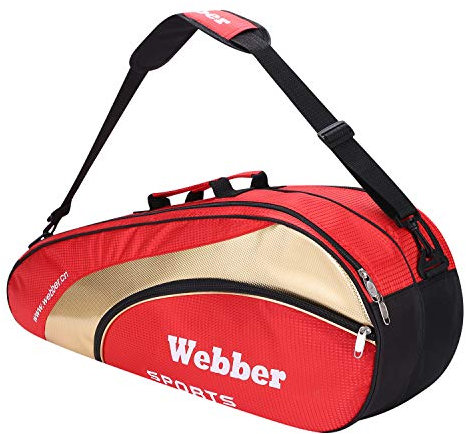 Qchomee Badminton Schlägertasche Schlägerhülle Multifunktionale Tasche Große Kapazität mit Verstellbarem Schultergurt & Tragegriff Squash Tennis Racket Bag