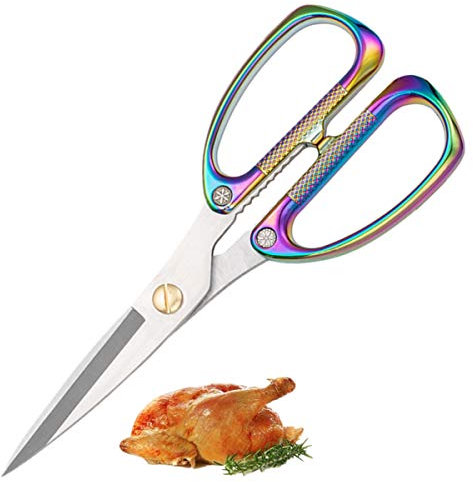 Kitchen Scissors for Left Right Handed Stainless Steel Cooking Scissors Heavy Duty Sharp Shears Multi Purpose for Food Poultry Fish Meat Vegetables Herbs BBQ Non Slip Grip Dishwasher Safe Great Color