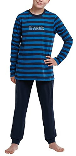 Schiesser Jungen Schlafanzug Set lang - 100% Organic Bio Baumwolle - Größe 140 bis 176, blau_173848, 152