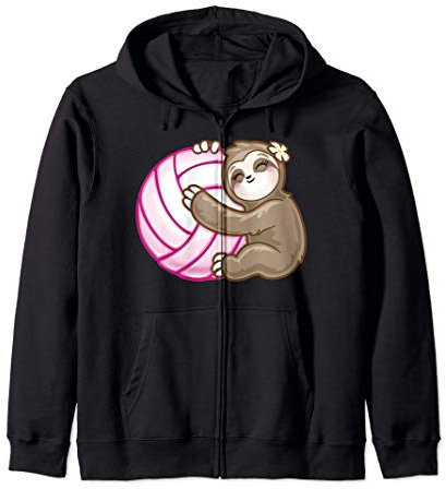 Rosa Pallavolo femminile Bradipo carino Felpa con Cappuccio