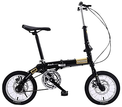 Klappfahrrad, 14 Zoll Single Speed ​​City Pendler Outdoor Sport Bike, für Männliche Frau (Color : Black)