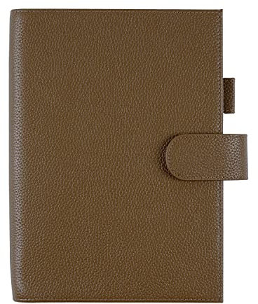 Moterm Leder Cover für A5 Notizbuch - Passt Hobonichi Cousin,Stalogy und Midori MD Planer,mit Stiftschlaufe,Kartenfächer und hintere Tasche (Kiesel-Schokolade)