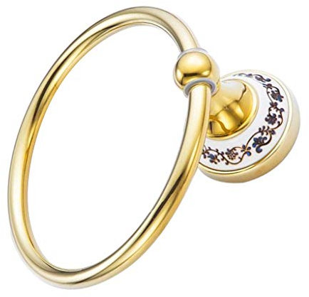 Handtuchring ohne Bohren Edelstahl, Selbstklebende Handtuchhalter Bad Rostfrei, Towel Ring Metall Kein Schaden Wandmontage, Towel Ring Hook No Drill für Badezimmer Küche Duschwand, Gold