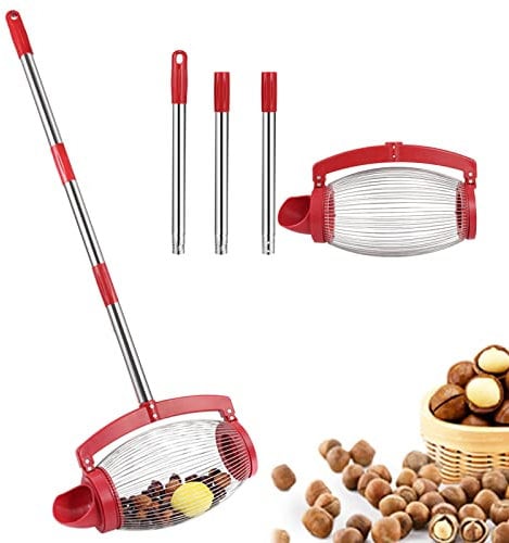 TOPINCN Nusssammler, Nusssammler mit Langem Griff Pekannusssammler Rollnuss-Erntemaschine Pekannusspflücker Garten-Walnusssammler Pekannuss-Erntemaschine Obstpflücker (Seite gießen)