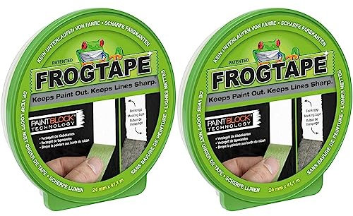 FROGTAPE Frog Tape 631-00 Abklebeband – Malerkreppband mit Paint-Block Technologie – Kreppband für saubere Kanten beim Streichen & Lackieren – 24mm x 41m, grün (Packung mit 2)