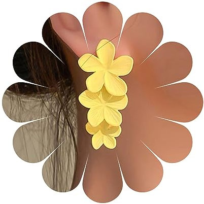 Cimenexe Böhmische Emaille Blume Tropfen Ohrringe - Gelb Acryl Lange Harz Blumenblatt Ohrstecker Schmuck Für Frauen Und Mädchen (Gelb)