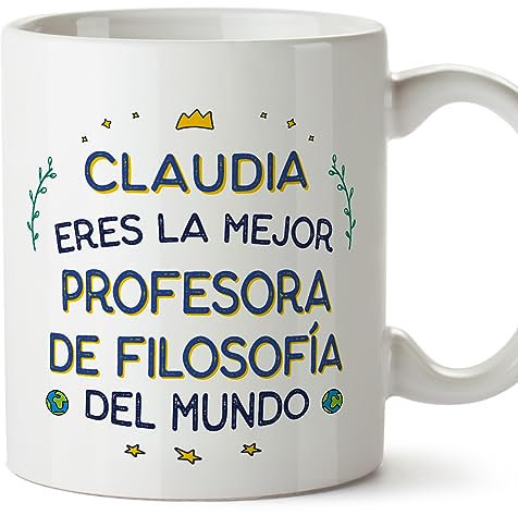 MUGFFINS Tazas Personalizadas para PROFESORA DE FILOSOFÍA mujer - En Español - Mejor del Mundo - 11 oz / 330 ml - Regalo Personalizable original y divertido