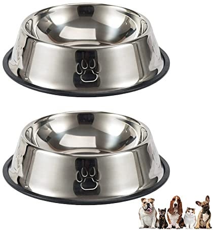 2 Pieces Cat Bowls Stainless Steel Cat Feeding Bowls Non-slip Cat Food Bowls for Small Pet Cats and Dogs