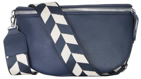 simaranda Damen Bauchtasche stylisch Umhängetasche Hüfttasche Bodybag Gürtel Crossbody Bag Schultertasche mit Verstellbaren Gurt 25 (Navy, Klein 23 x 14 x 7 cm)