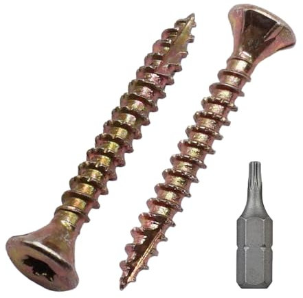 SKIR'CO (400 pièces) Vis à Bois Acier Zingué 3,0 x 25 mm Jaune, Tête Fraisée, Tête Torx, Type 17, Vis pour Aggloméré