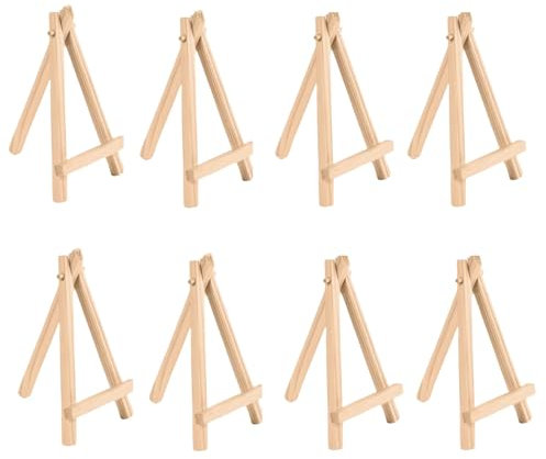 AMFUN Mini Staffelei, 8 Stück Faltbar Holzstaffelei, Fotohalter, Dreieck Staffelei für Malhandwerk Fotoalbum Hochzeit Geburtstag (15 X 8 cm)