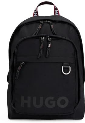 HUGO Herren Quentyn Backpack Rucksack mit Logo-Print und Logo-Trägern Schwarz001 Stck