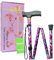 BeGrit Gehstock Damen Faltbar Gehstock Elegant Geschenke Klappbar Aluminium Einstellbar Spazierstock Verstellbarer Gehstöcke für Mother Damen Geburtstag Thanksgiving (Violett + Geschenkbox)
