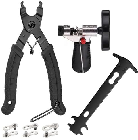 YqsIbth Bike Chain Tools Set, 9-in-1 Universal Bicycle Chains Repair Tools, Bike Link Plier+Chain Breaker Splitter+Chain Inspection Caliper+3 Pairs Bicycle Missing Link for 6-11 Speed Chains Repair