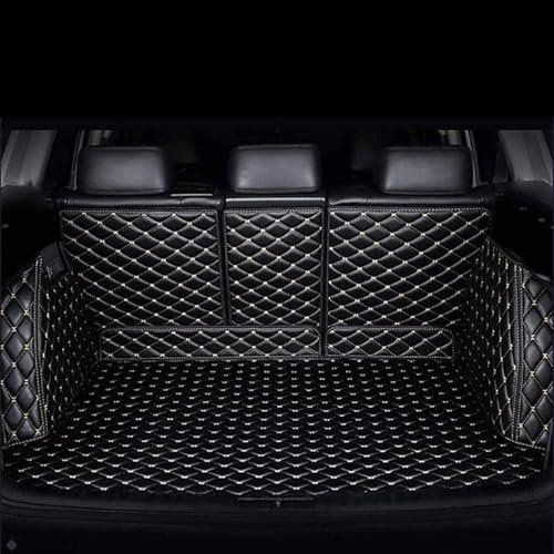 LFSYYD Coche Alfombrillas Maletero para Audi Q5 2013-2016, Cobertura Completa Bandeja Forro Maleteros Cuero Impermeable Accesorios Interiores,C/Black~Beige