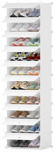 HOMIDEC Meuble Chaussure, 10 Niveaux Meuble à Chaussure pour 20 Paires, Rangement Chaussure Meuble Chaussure Entree pour Entrées, Chambres et Couloirs, Blanc