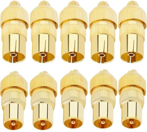 VISSQH 10 piezas Adaptador Conector cable coaxial macho hembra para Antena de TV, Cable RF
