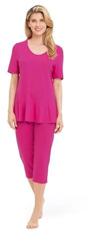 Rösch Pyjama mit Schößchen-Detail Pink Baumwolle/Modal 1253248