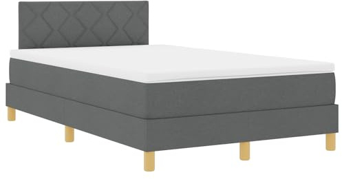 vidaXL Boxspringbett mit Matratze Dunkelgrau 120x190 cm Stoff