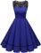 Bbonlinedress Festliches Kleid Damen Winterkleid Abendkleider elegant für Hochzeit Rockabilly Kleider cocktailkleid Jugendweihe Kleider Royalblue L