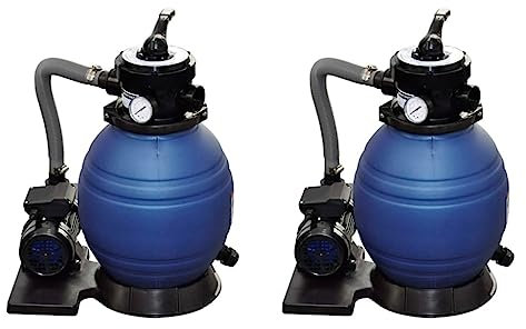 vidaXL 2x Sandfilterpumpe Sandfilteranlage Poolpumpe Filteranlage Filterkessel Wasserfilter Poolfilter Sandfilter für Pool Pumpe 400W 11000L/h