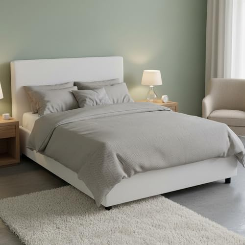 Talamo Italia - Artemisia-Queensize-Bett, Stauraumbett mit Kunstlederbezug, 100 % Made in Italy, Öffnung vorne, geeignet für Matratzen 120 x 190 cm, Weiß