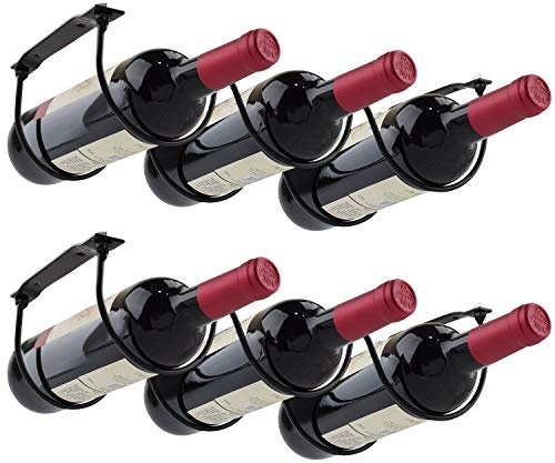 MOCOUM 2 Pack Under Counter Wine Racks, Wine Bottle Holder under Cabinet Iron Wine Storage Rack for 6 Liquor Bottles