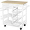 HOMCOM Carrello da Cucina con Ruote, Mobile da Cucina Salvaspazio in Legno Massiccio: 3 Cassetti, 3 Cestelli, 2 Portaspezie, 2 Ripiani, 92x37x82 cm