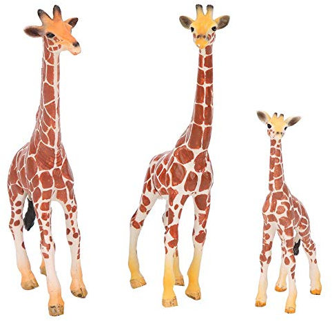 3 Stück Imitation Giraffen Familie Tierfiguren Kinder Wildtiere Kognitives Lernspielzeug für Büro- oder Heimstatuen-Dekorationsornamente(Giraffen-Familienset)