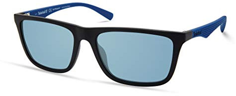Timberland TBA9264 Herren Sonnenbrille, Casual Sonnenbrille in Leichtgewicht, Rechteckige Linsenform, Rauch Polarisierte Gläser, Mattes Schwarz