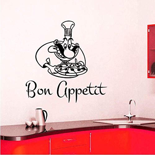 Guten Appetit Chef Mit Pizza Wandaufkleber Küche Wandtattoo Wasserdichte Selbstklebende Fliesen Wohnkultur 30Cmx30Cm