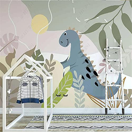 SHINERING Nordic 3D Wallpaper für Kinderzimmer Abstrakte Dschungel Cartoon Dinosaurier Kinderzimmer Hintergrund Tapeten Wohnkultur Wandbilder 350cm(L)×245cm(H)